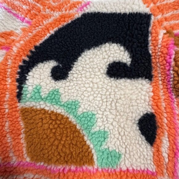 FREE PEOPLE Movement Rocky Ridge Pullover Womens S Orange Wave Geometric Fleece - Picture 7 of 12